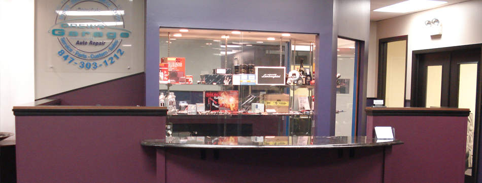 Drews Garage client care front service counter